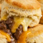 Golden Beef and Cheese Butter Swim Biscuits fresh from the oven, with melted cheese and crispy buttery edges