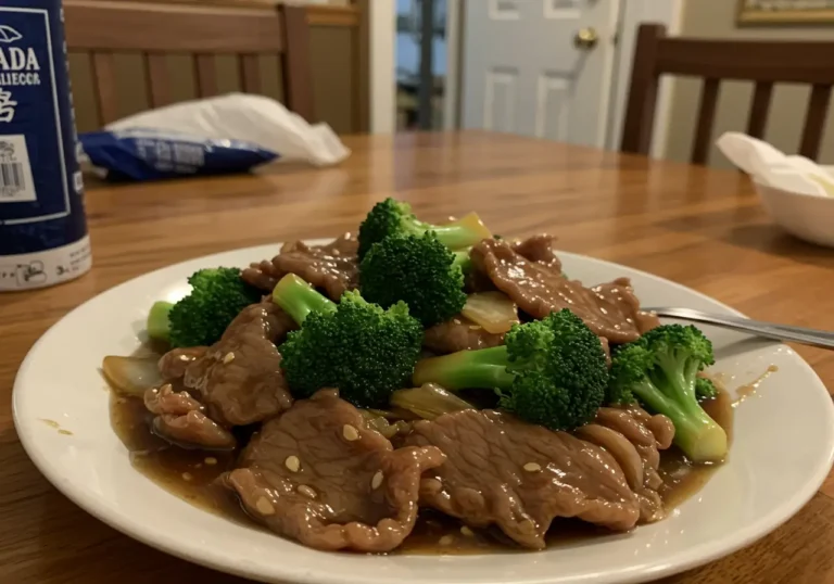 Chinese Beef and Broccoli stir fry with tender beef and crisp broccoli over rice