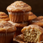 A batch of golden-brown Cinnamon Roll Muffins cooling on a wire rack, steam gently rising.