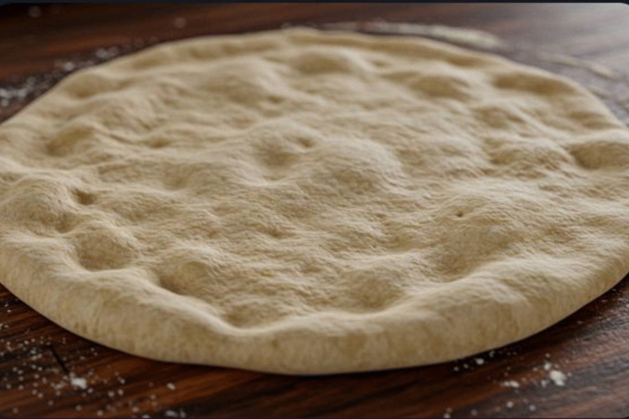 A rustic, bubbling sourdough pizza fresh out of the oven, with golden crust and melted cheese.