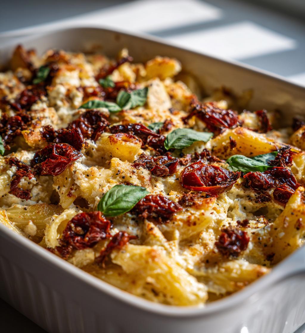 Baked Feta Pasta with Caramelized Onions and Sun‑Dried Tomatoes