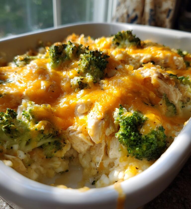 Broccoli Cheddar Chicken and Rice Casserole