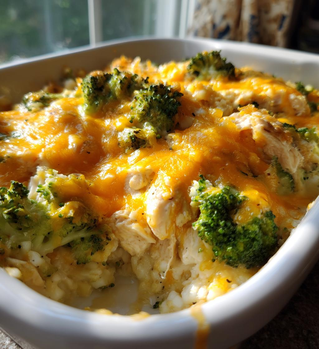 Broccoli Cheddar Chicken and Rice Casserole