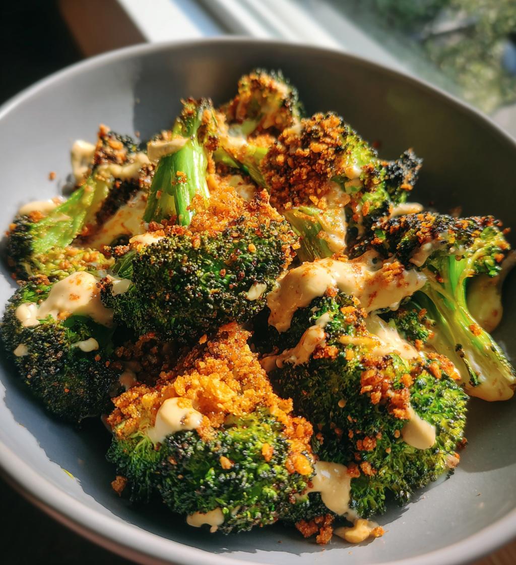 Crispy Broccoli with Chili Breadcrumbs and Cashew Cream - detail 1
