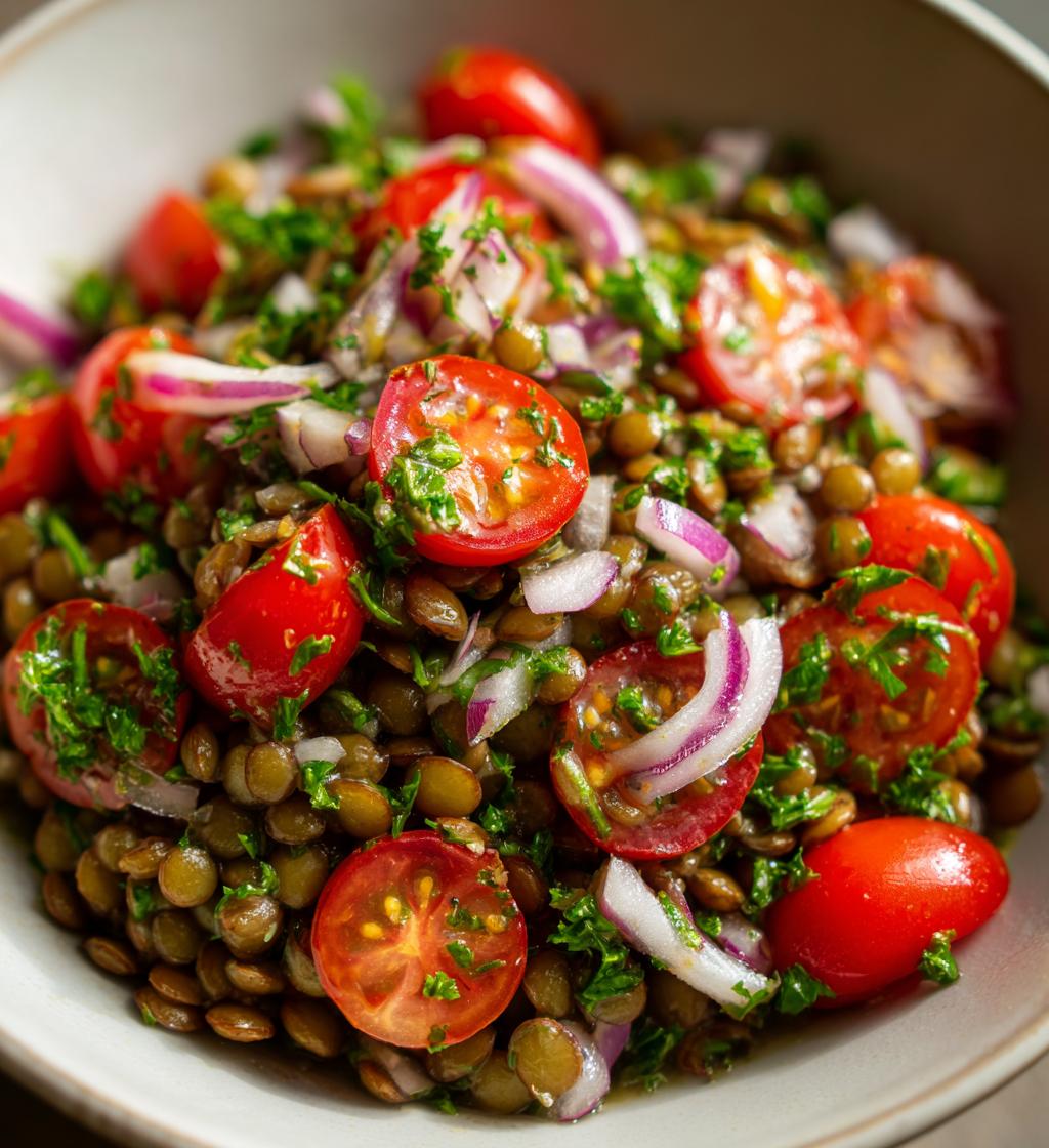 French Lentil Salad with Cherry Tomatoes