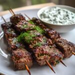 Grilled Halal Beef Skewers with Tzatziki