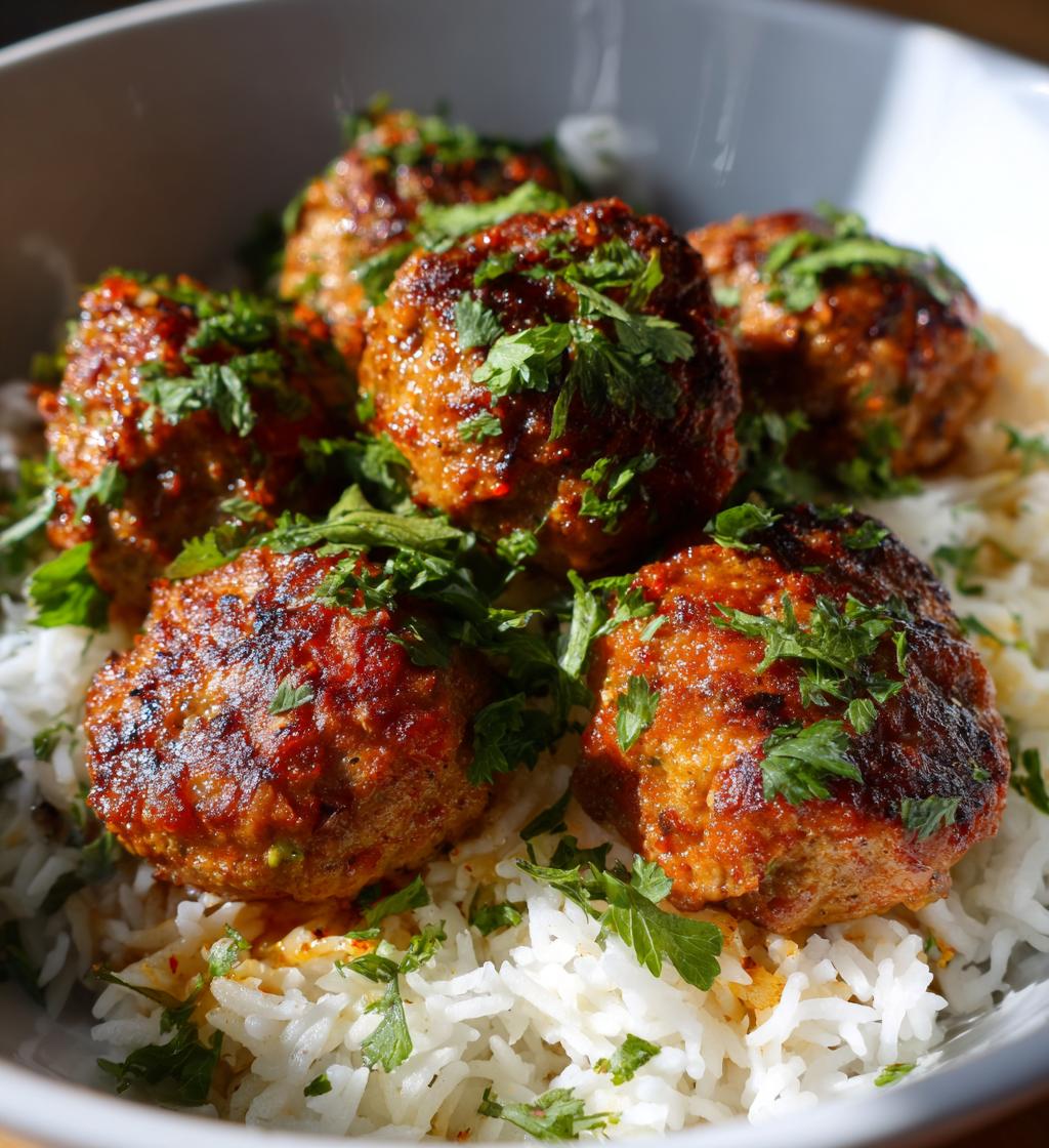 Kofte Turkish Meatballs with Rice - detail 1