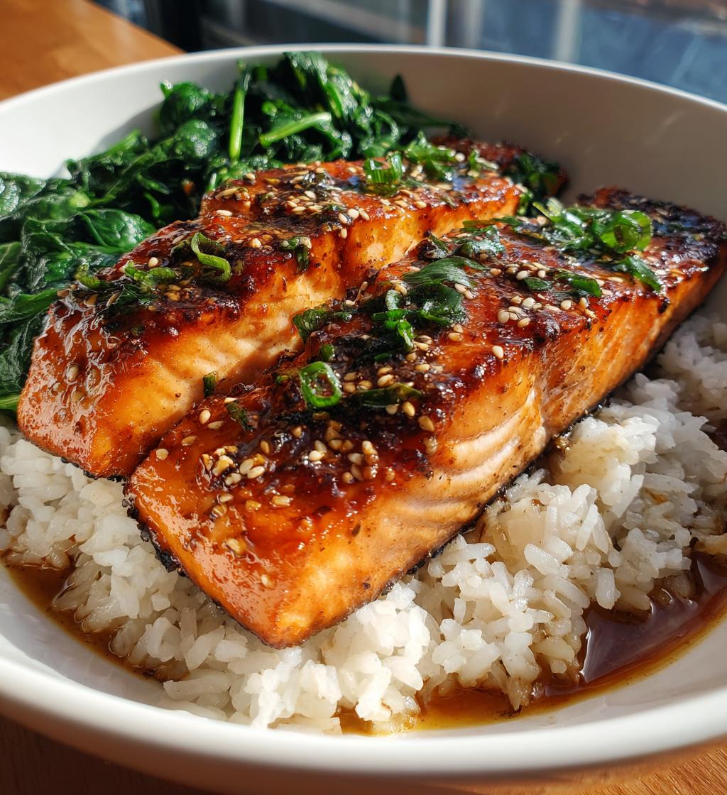 Miso Turmeric Salmon with Rice and Spinach - detail 1