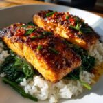Miso Turmeric Salmon with Rice and Spinach