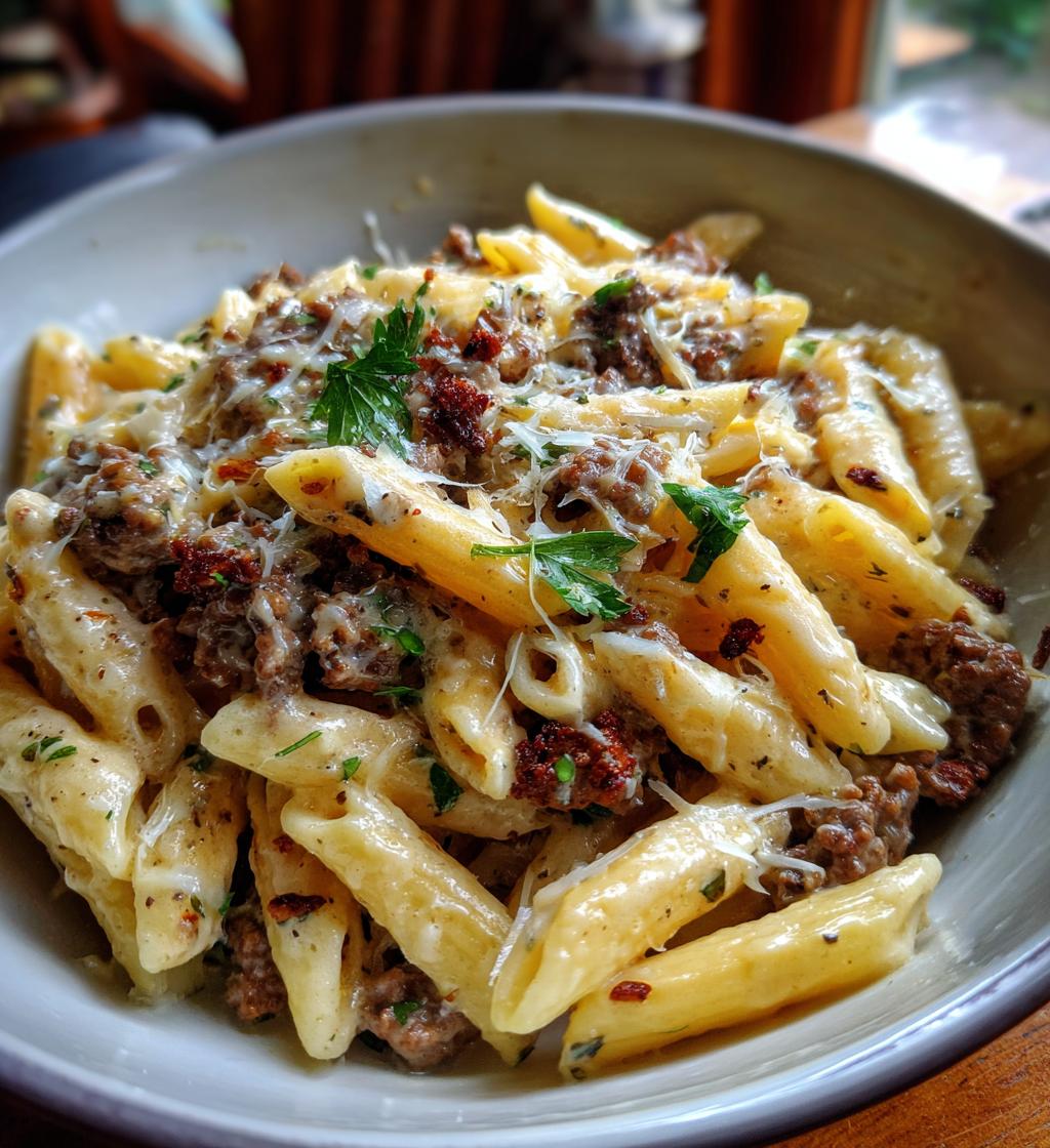 One-Pot Creamy Beef and Garlic Butter Pasta Recipe - detail 1