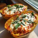 Roasted Garlic Spaghetti Squash Lasagna Boats