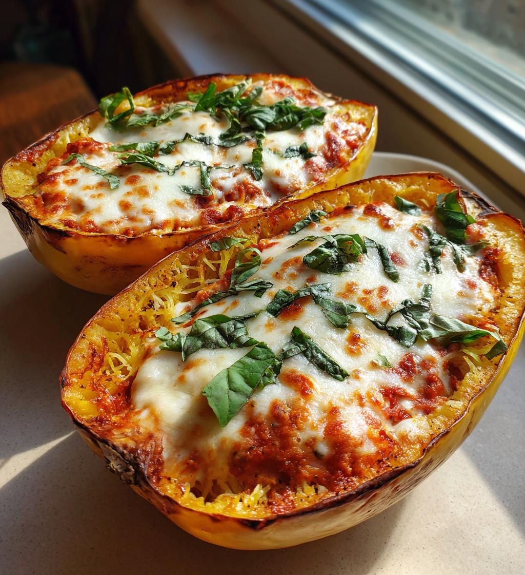 Roasted Garlic Spaghetti Squash Lasagna Boats