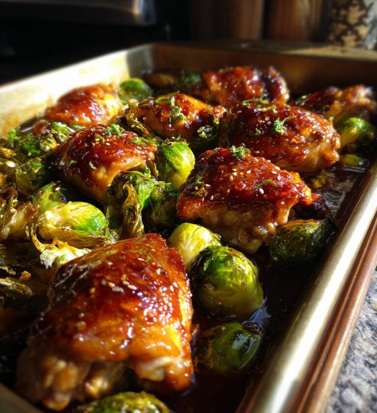 Sheet‑Pan Sticky Ginger Sesame Chicken and Brussels Sprouts