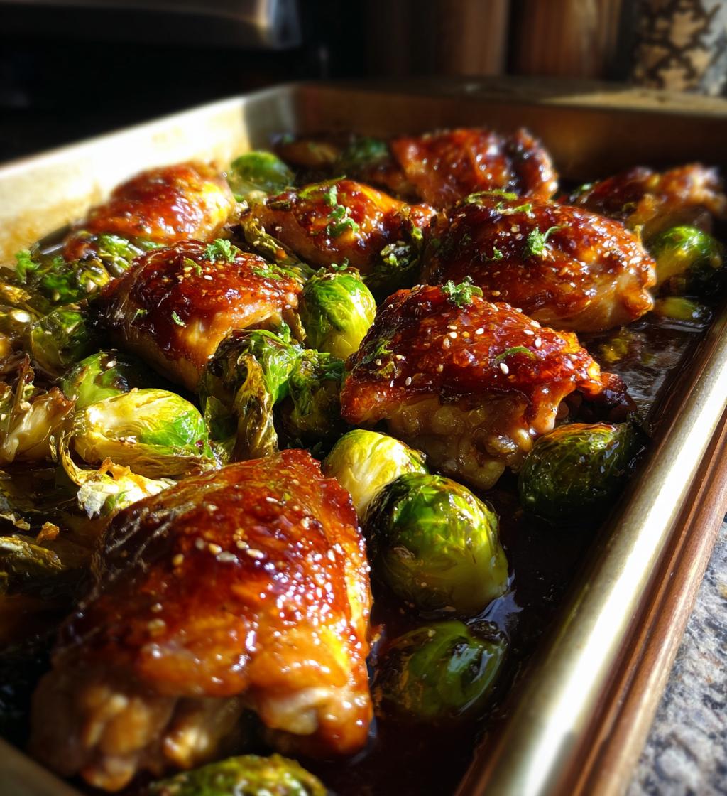 Sheet‑Pan Sticky Ginger Sesame Chicken and Brussels Sprouts