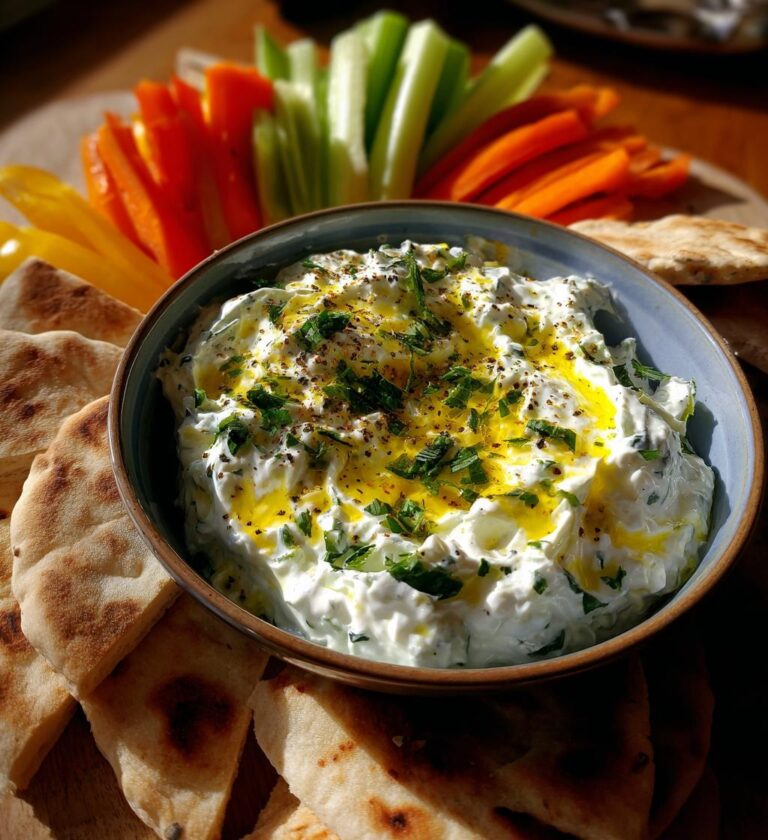 Simple Tzatziki Sauce with Pita and Veg