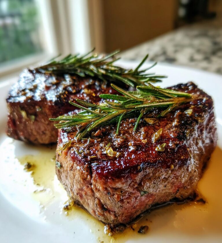 Well-Seasoned Pan Seared Filet Mignon