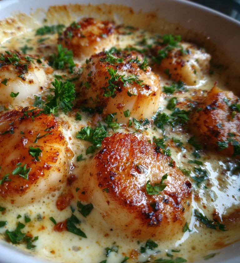 Baked Scallops in Creamy Garlic Sauce