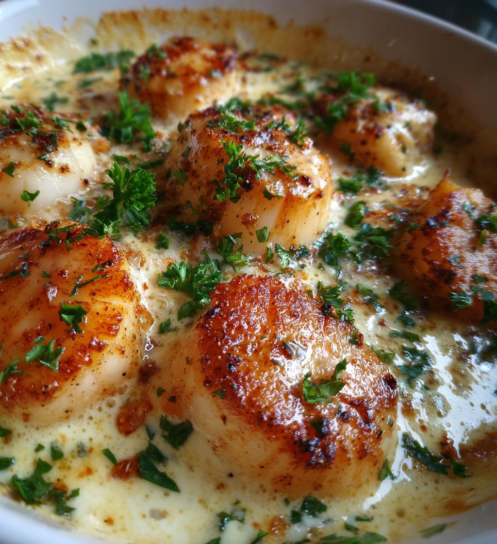 Baked Scallops in Creamy Garlic Sauce