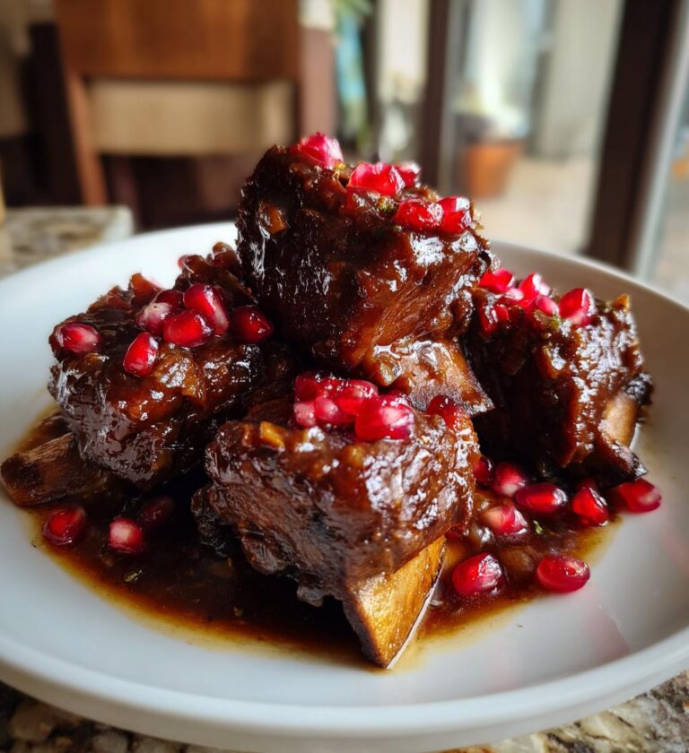 Braised Short Ribs with Pomegranate Glaze