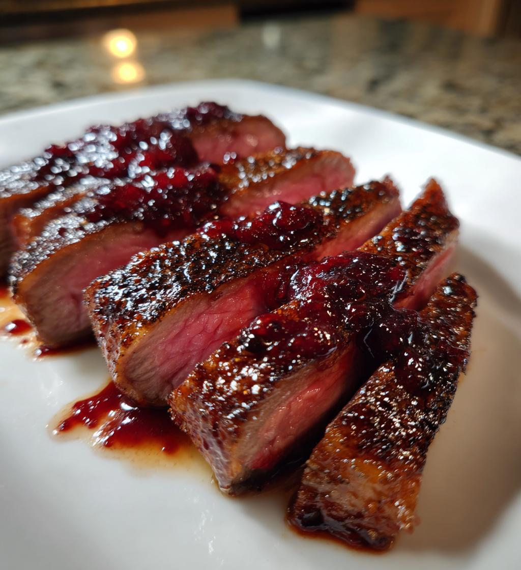 Crispy Skin Duck Breast with Blackberry Sauce - detail 1