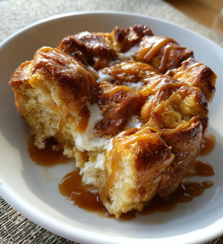 Croissant Bread Pudding with Salted Caramel