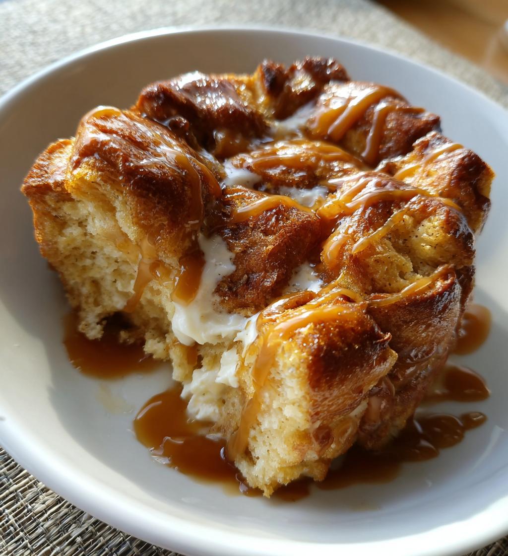 Croissant Bread Pudding with Salted Caramel