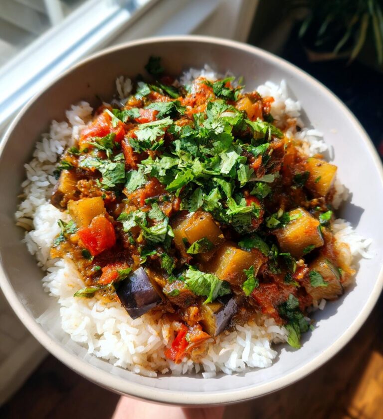 Eggplant Masala Rice Bowl