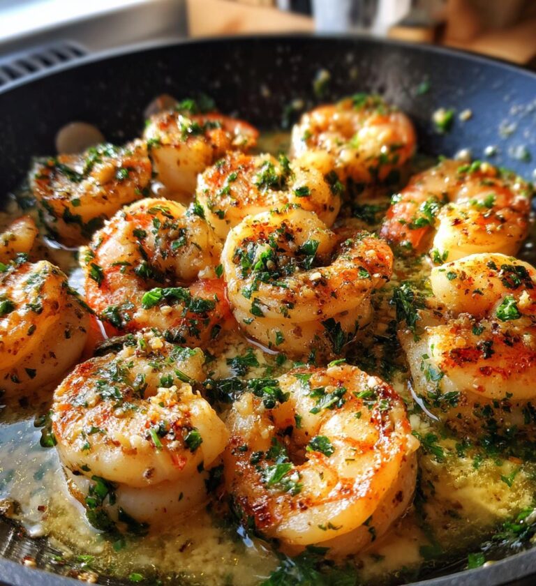 Garlic Butter Halal Shrimp Skillet