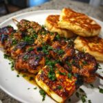 Greek Chicken Souvlakia with Halloumi