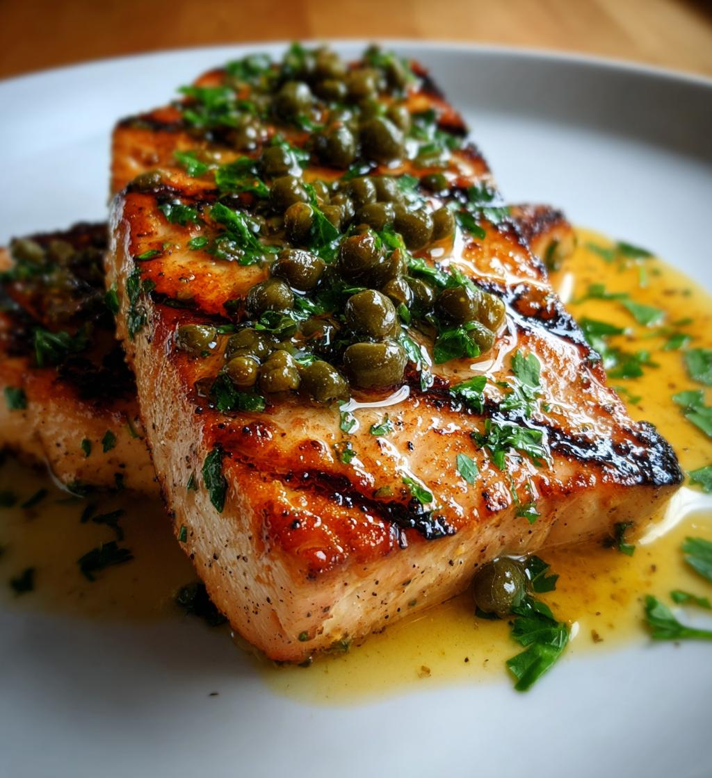 Grilled Swordfish with Lemon Caper Sauce - detail 1