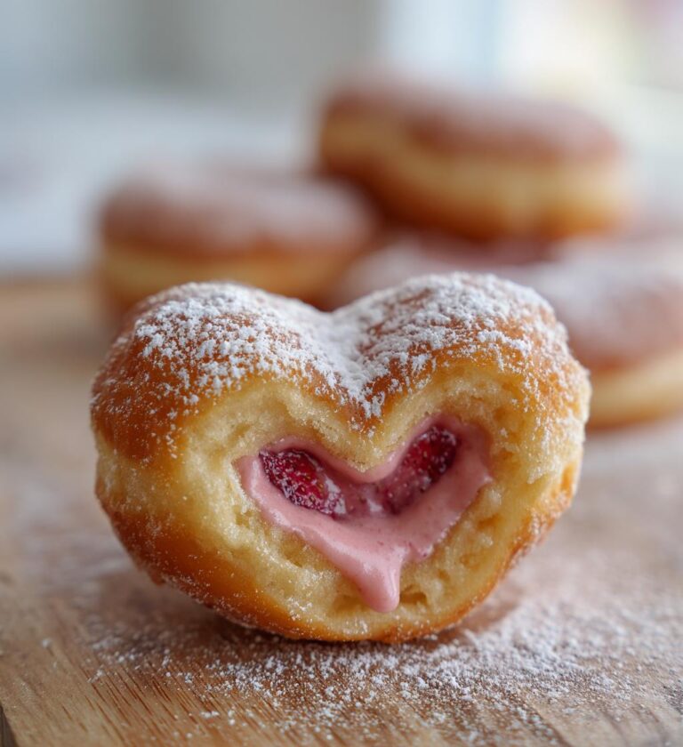 Heart Shaped Strawberry Cheesecake Donuts