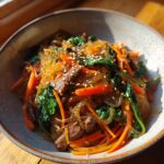 Japchae (Sweet Potato Glass Noodles with Beef)