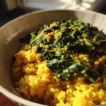 Lentil and Spinach Dal with Turmeric Rice