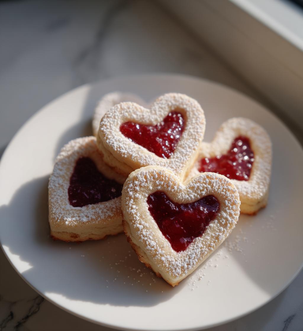 Linzer Strawberry Heart Cookies - detail 1