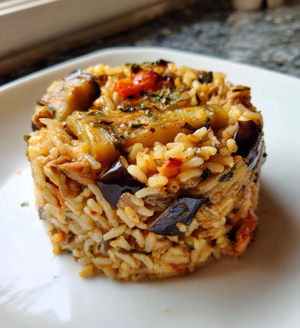 Maqluba (Upside Down Rice with Eggplant & Lamb) - detail 1