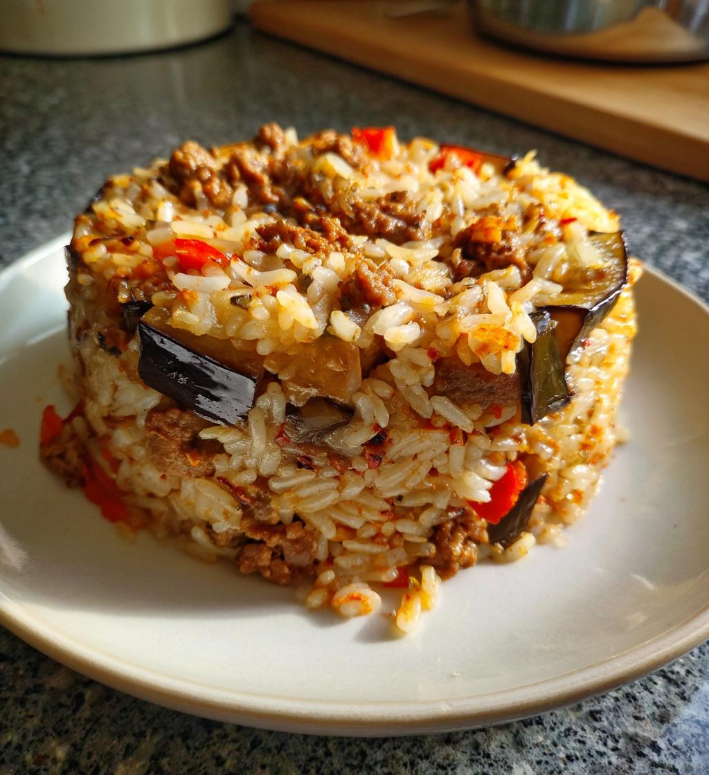 Maqluba (Upside Down Rice with Eggplant & Lamb)