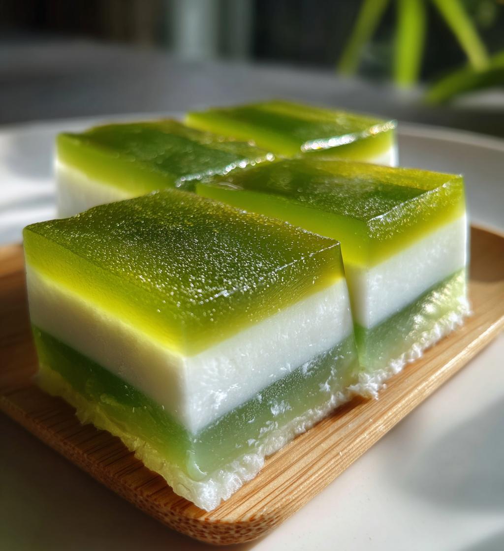 Pandan Coconut Jelly (Layered dessert) - detail 1