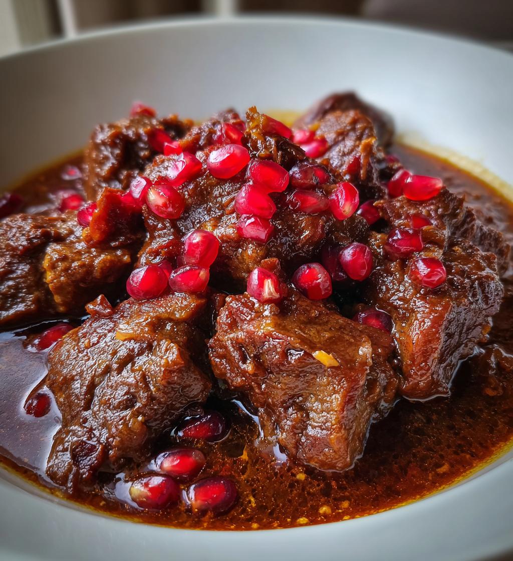 Persian Fesenjan (Walnut Pomegranate Stew with Chicken) - detail 1