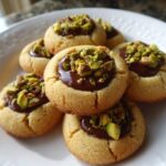 Pistachio Chocolate Thumbprint Cookies