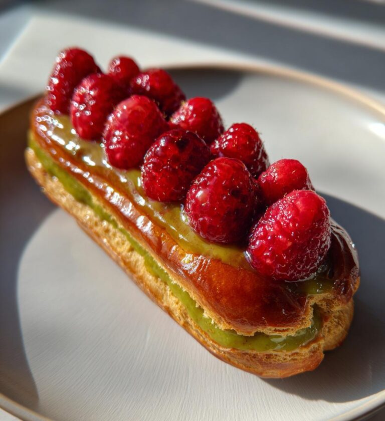 Pistachio and Raspberry Éclairs