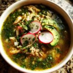 Pozole Verde with Chicken (Green Hominy Soup)