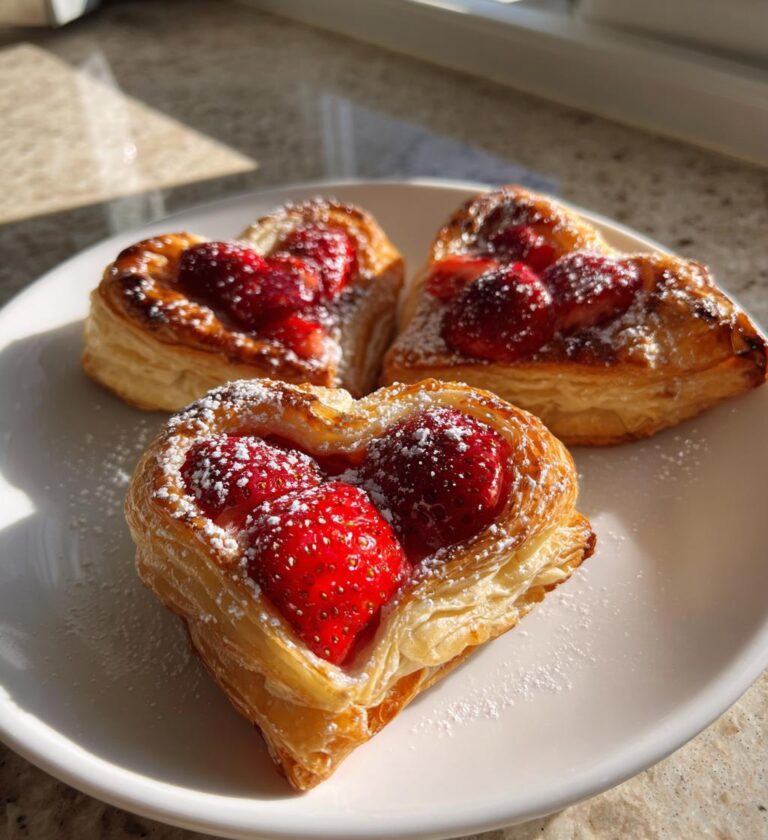 Puff Pastry Strawberry Hearts