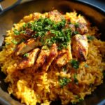 Saffron Rice with Grilled Chicken Strips