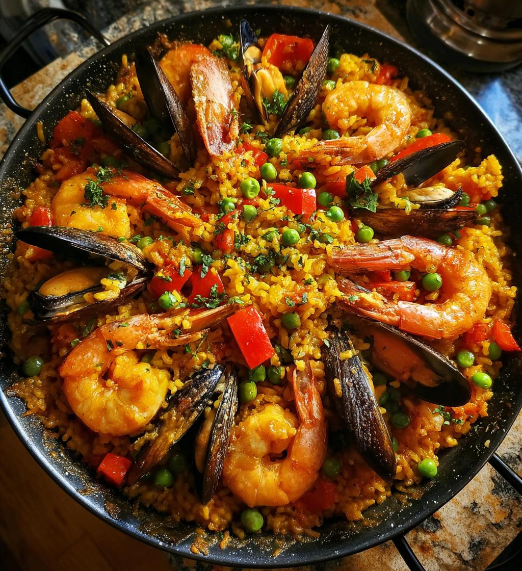 Spanish Seafood Paella (Using chicken/vegetable broth) - detail 1