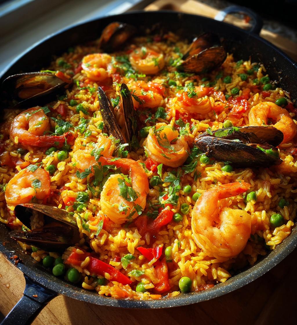 Spanish Seafood Paella (Using chicken/vegetable broth)