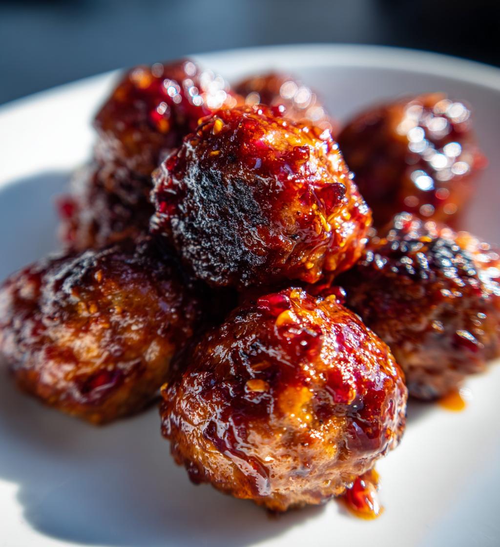 Sticky Pomegranate Glazed Meatballs - detail 1
