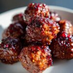 Sticky Pomegranate Glazed Meatballs
