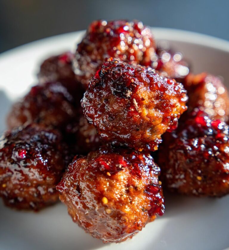 Sticky Pomegranate Glazed Meatballs