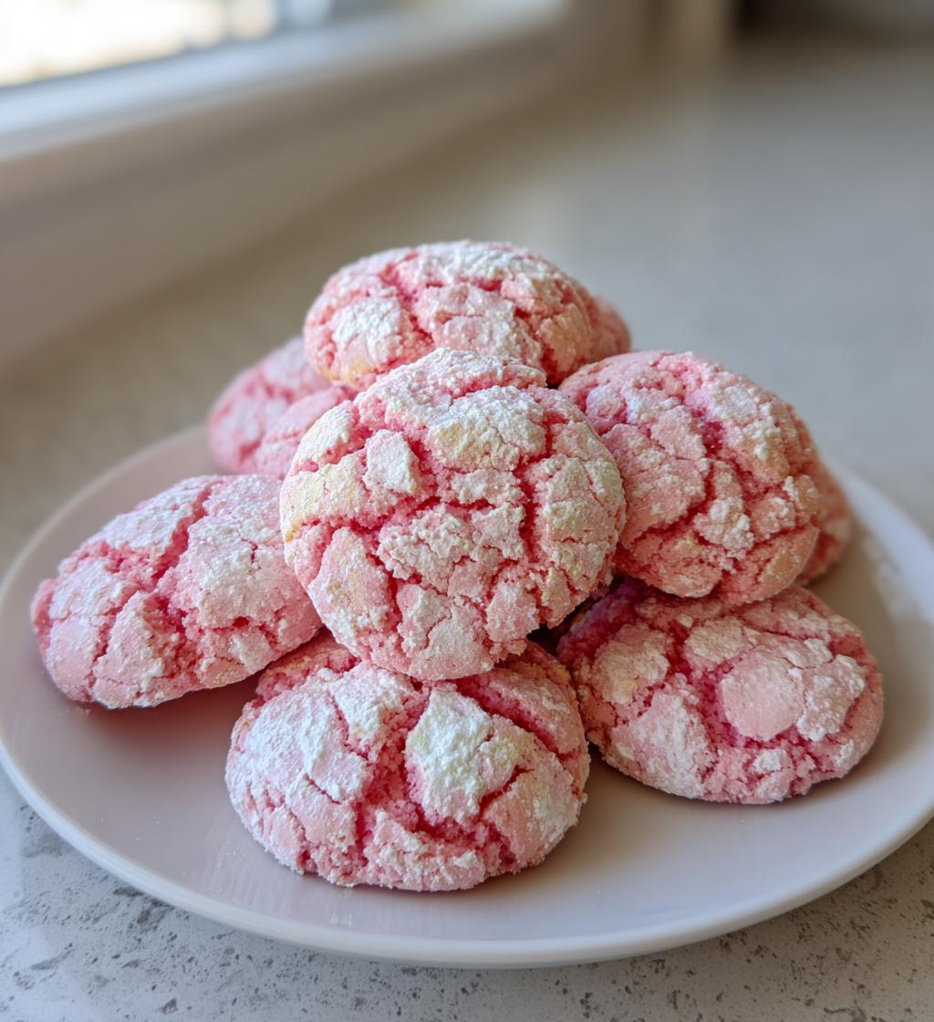 Strawberry Cake Mix Crinkle Cookies - detail 1
