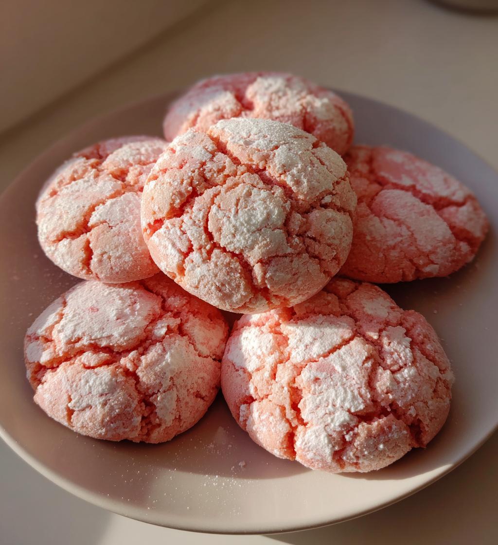 Strawberry Cake Mix Crinkle Cookies